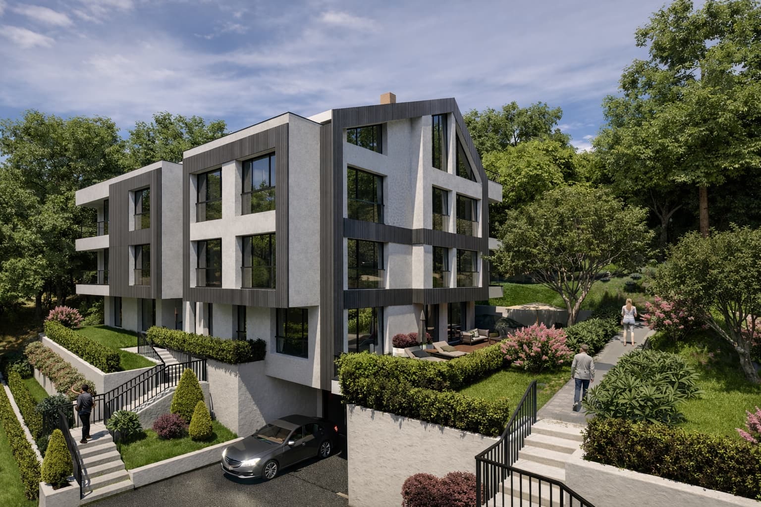 Фасада на жилищна сграда в ALTEA RESIDENCE през деня